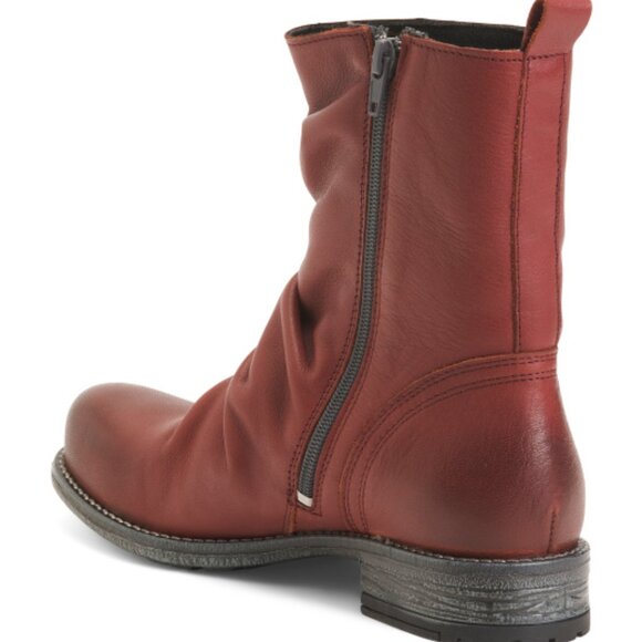 NEW ERIC MICHAEL Made In Portugal Leather Waterproof Dana Booties bordeaux 663tn - Picture 2 of 5